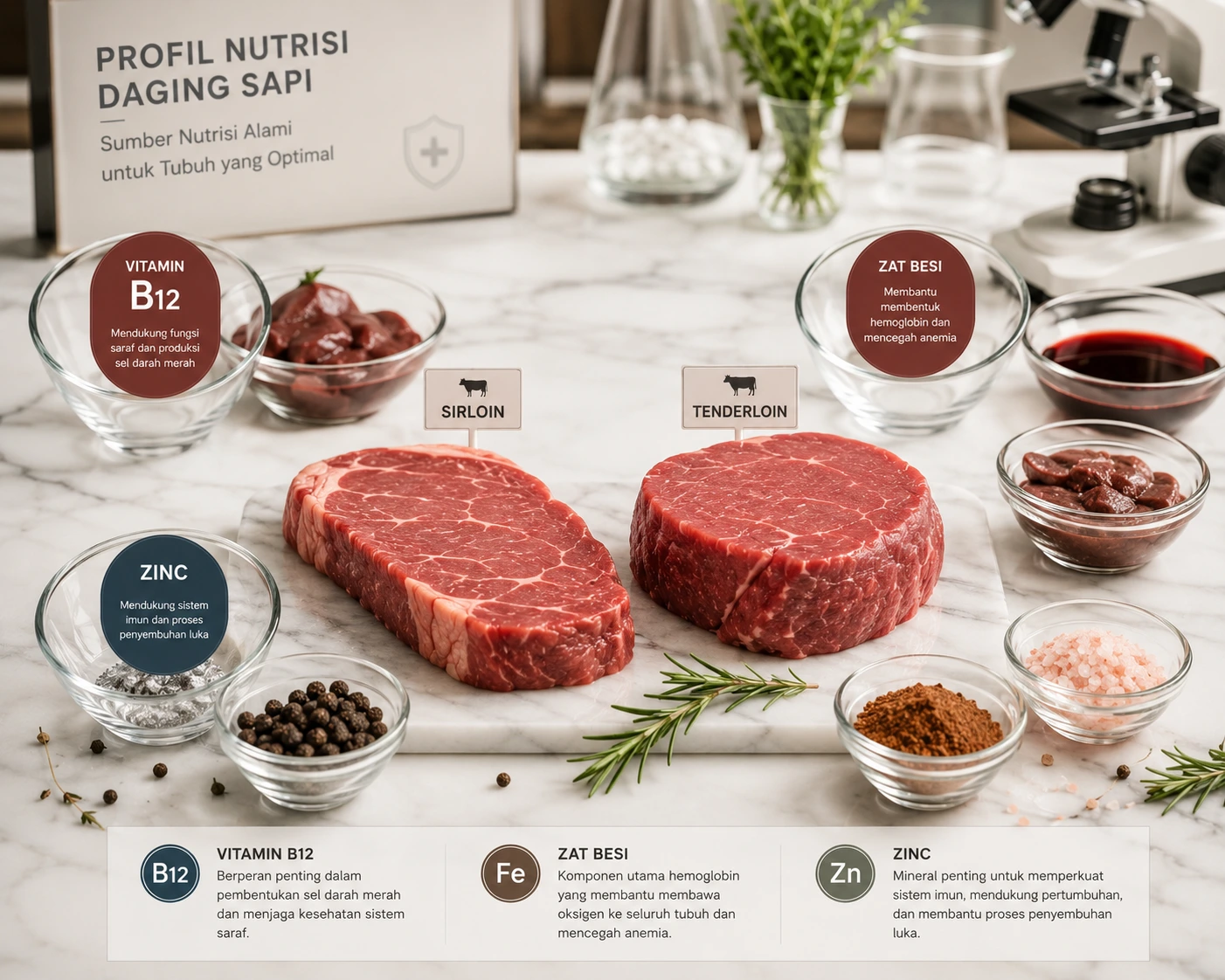 Kandungan Protein Daging Sapi + Nutrisi Lengkap Vitamin, Mineral & Manfaat untuk Kesehatan